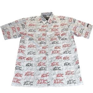 Vintage 90s Snoop Dog Sz XL Monogram Logo Button AOP Shirt Streetwear Style HTF